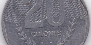 Costa Rica - 20 Colones - 1983 - Old Large Type - 31.25 mm