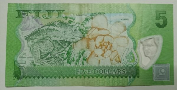Fiji 5 Dollar - 2012 to 2022  issue -  polymer  Issue - Image 2