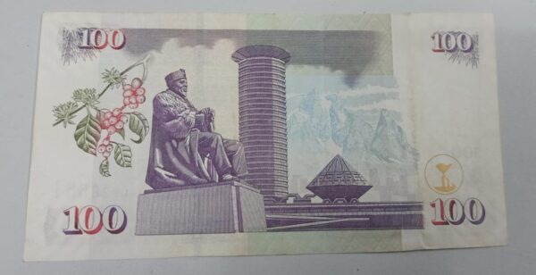Kenya - 100 Shillings - 2003 to 2010 issue - Used XF  Condition - Image 2