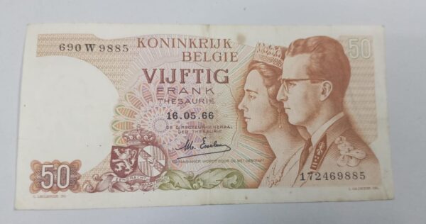 Belgium - 50 Francs - 1966 issue - Used XF Condition