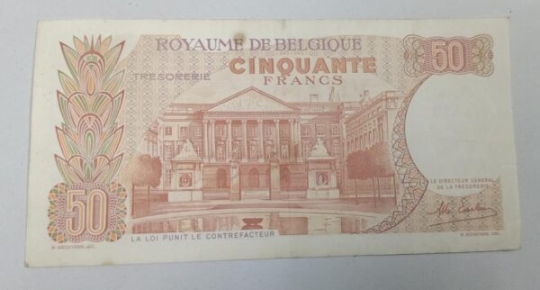 Belgium - 50 Francs - 1966 issue - Used XF Condition - Image 2