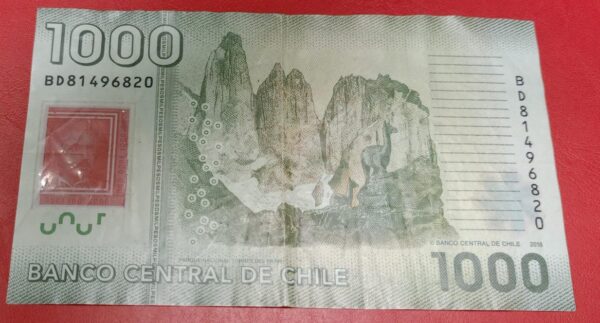 Chile - 1000 Pesos - 2010 to 2022 issue - Polymer - Used VF Condition - Image 2