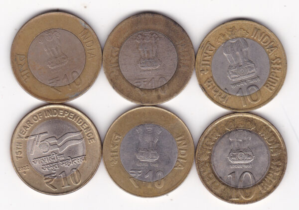 India - 10 Rupees -Commemorative Coins Set - 6 Different