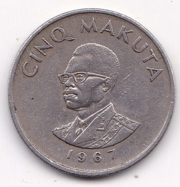 Congo - 5 Makuta - 1967 - Single Year Issue - Image 2