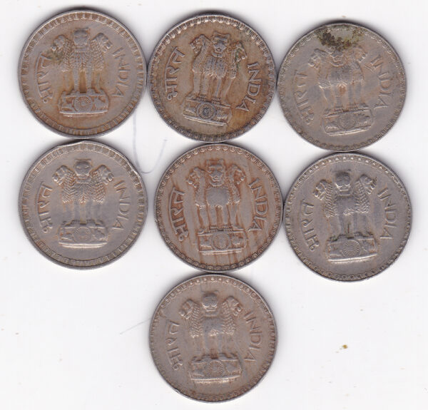 India - 1 Rupee - 1975 to 1982 - 7 Different years set - Image 2