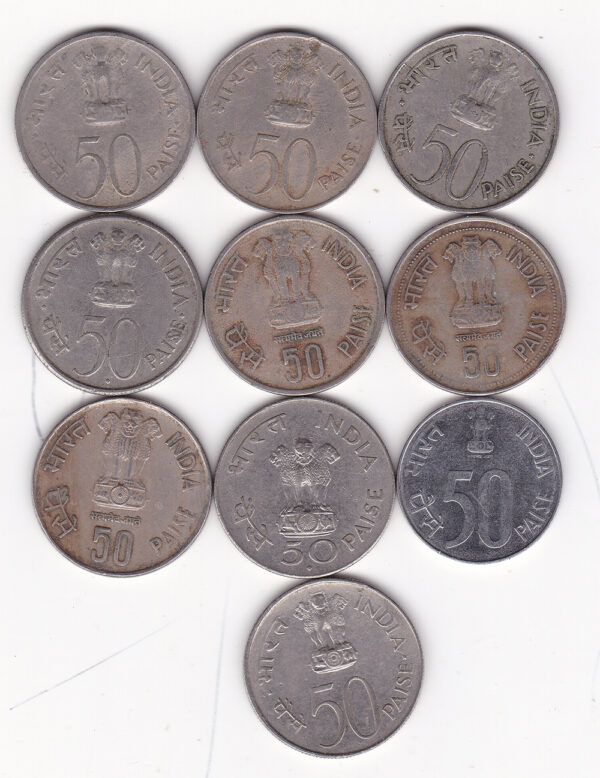 India - 50 Paise - 10 Different Coins Set - Image 2