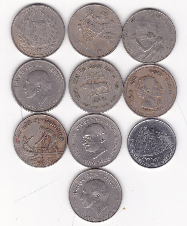 India - 50 Paise - 10 Different Coins Set