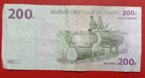Congo - 200 Francs - 2007 to 2022 issue - Used VF Condition - Image 2