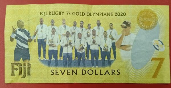Fiji- 7 Dollars - Rugby - 2022 issue - Used XF Condition - Serial number may differ - Image 2