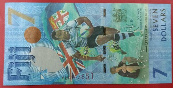 Fiji - 7 Dollars - Rugby Team - 2017 issue - Used XF Condition