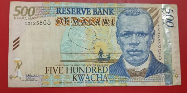Malawi - 500 Kwacha - 2005 to 2011 issue - used VF+ condition