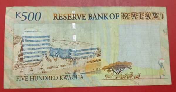 Malawi - 500 Kwacha - 2005 to 2011 issue - used VF+ condition - Image 2