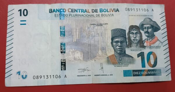 Bolivia 10 Bolivianos - 2018 to 2024 issue - used F condition