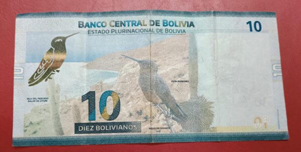 Bolivia 10 Bolivianos - 2018 to 2024 issue - used F condition - Image 2