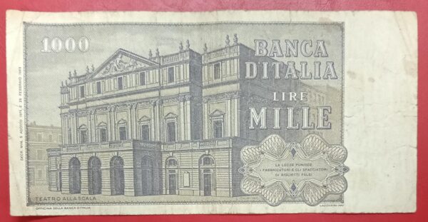 Italy - 1000 Lire - 1969 to 1981 issue - Used Condition - Image 2