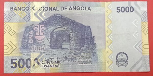 Angola - 5000 Kwanzas - 2020 to 2023 issue - Used XF Condition - Image 2