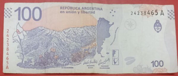 Argentina - 100 Pesos - 2018 to 2019 issue - Used VF+ Condition - Image 2