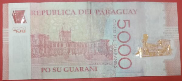 Paraguay - 5000 Guaranies - 2011 to 2022 issue - Polymer - Used VF Condition - Image 2