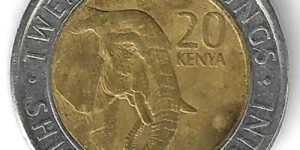 Kenya - 20 Shilling - Elephant - Bimetallic