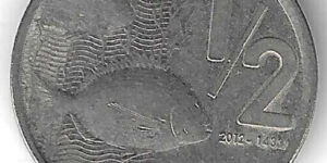 Morocco - Half Dirham - 2011 to  2023 issue - Fish - 21mm